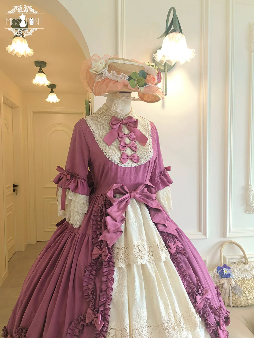 Miss Point - Lilyka Garden - Classic Lolita OP Dress Set Elegant Floral Wall Princess Sleeve