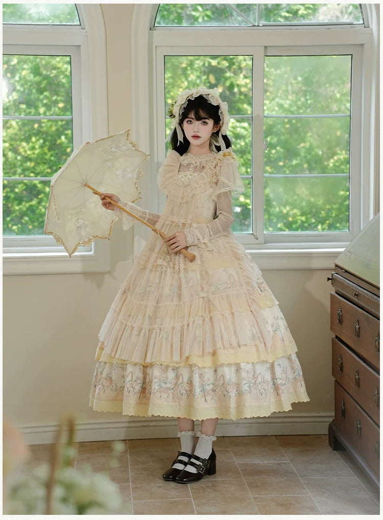 With PUJI - Letters and Poetry - Classic Lolita Tulle Over-Skirt for Summer