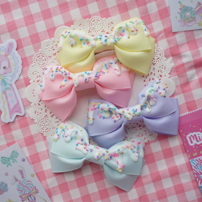 Cat Tea Party - Handmade Sweet Lolita Bow Hair Clip Cute Imitation Cream Cake