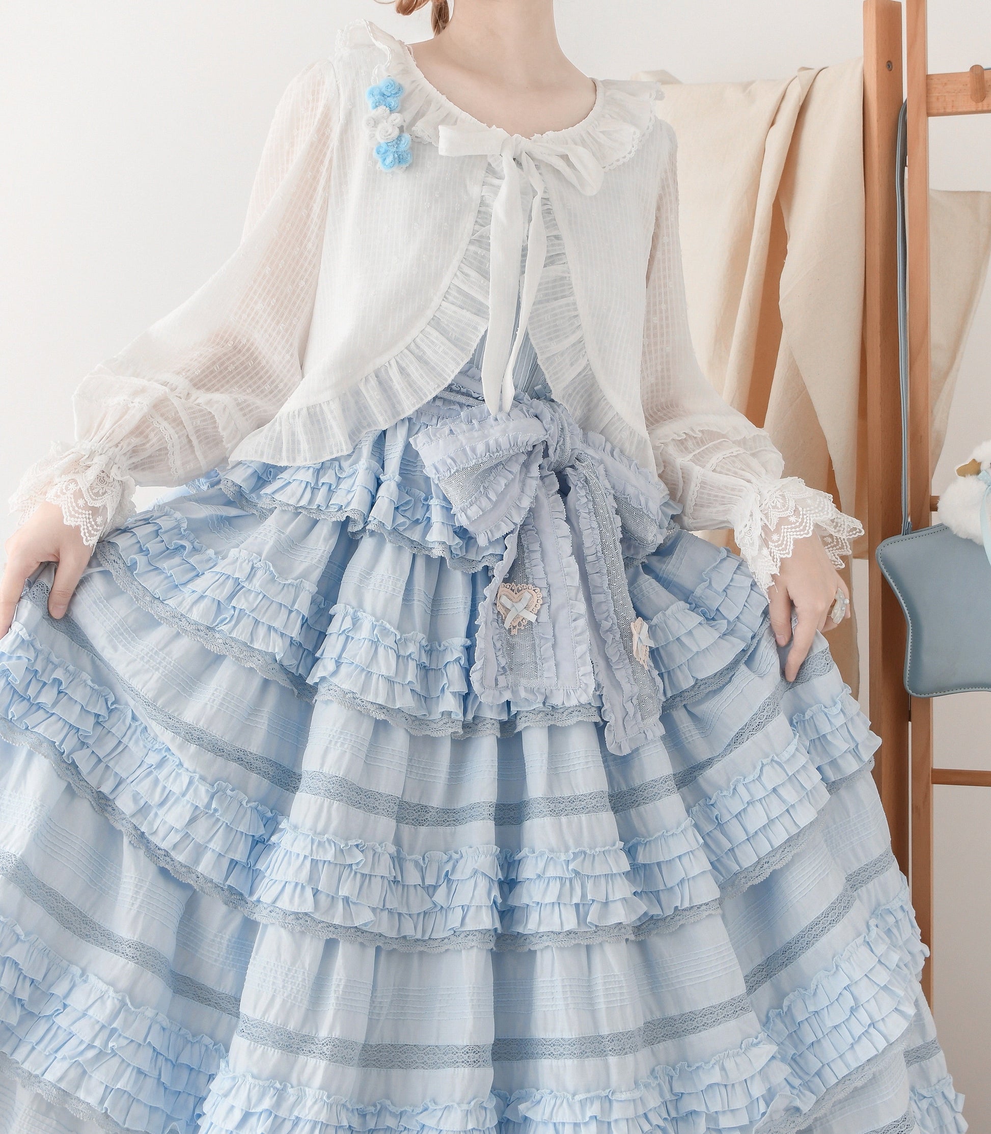 DMFS Lolita - Sweet Lolita Light Cardigan White Apricot Summer Cover-Up