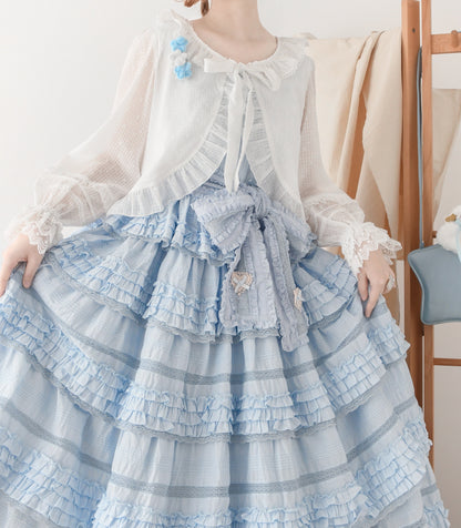 DMFS Lolita - Sweet Lolita Light Cardigan White Apricot Summer Cover-Up