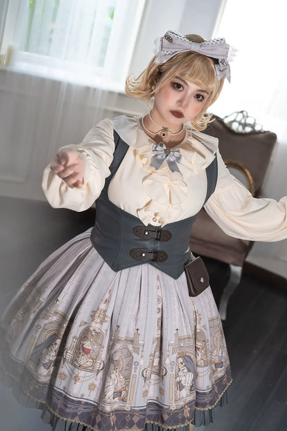 Miss Point - Demon Hunting Notes - Gothic Lolita Cross Print Short Skirt