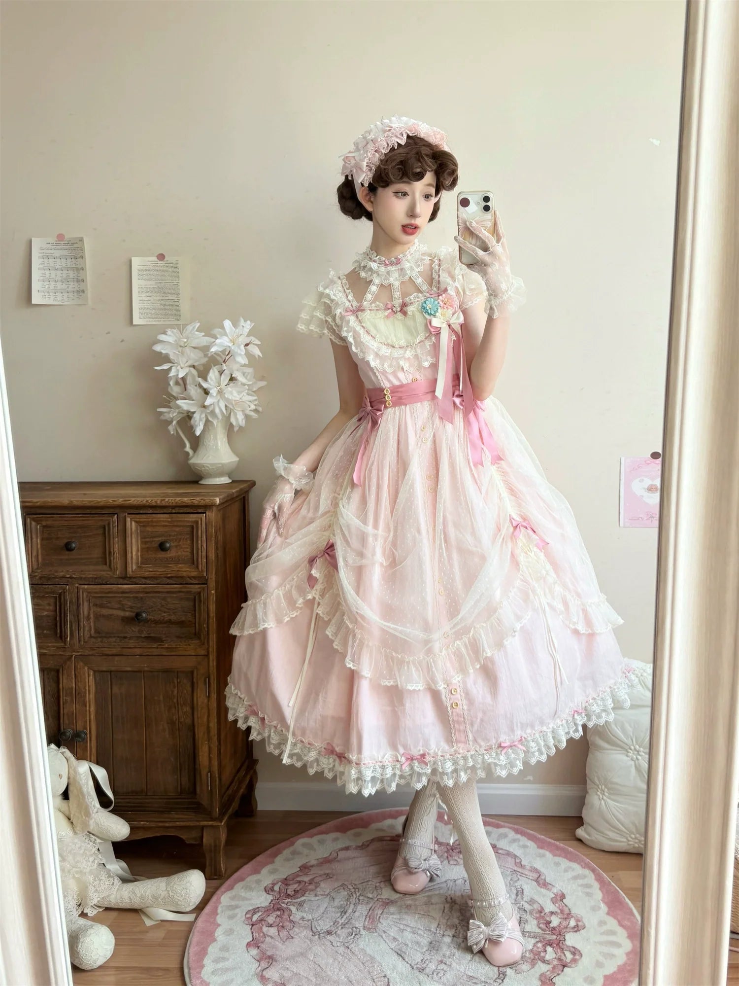 Uncle's Workshop - Fluttering Cherry Spring Strings - Cotton Sweet Lolita JSK Dress
