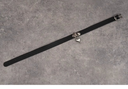 Strange Sugar - Gothic Lolita Choker Faux Leather Heart Pendant Necklace