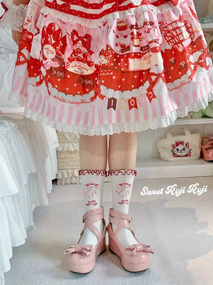 Roji Roji - Sweet Lolita Cotton Socks Japanese Printed Calf Socks