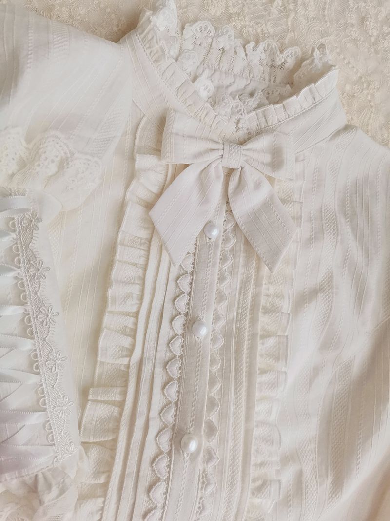 Yilia - Winter Mutton Sleeves Lace Flounce Lolita Blouse