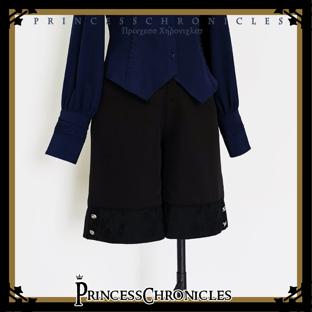 Princess Chronicles - Black and Blue - Ouji Lolita Casual Shorts