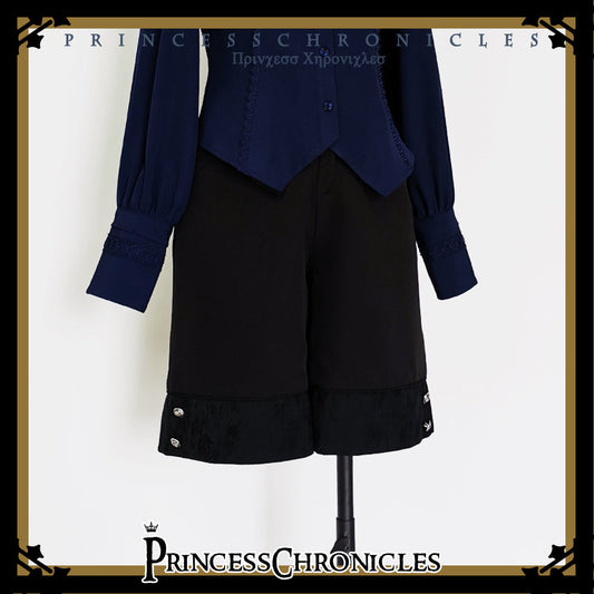 Princess Chronicles - Black and Blue - Ouji Lolita Casual Shorts