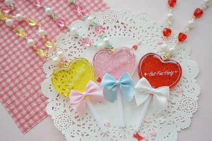 Cat Tea Party - Sweet Lolita Necklace Heart-Shaped Lollipop Necklace