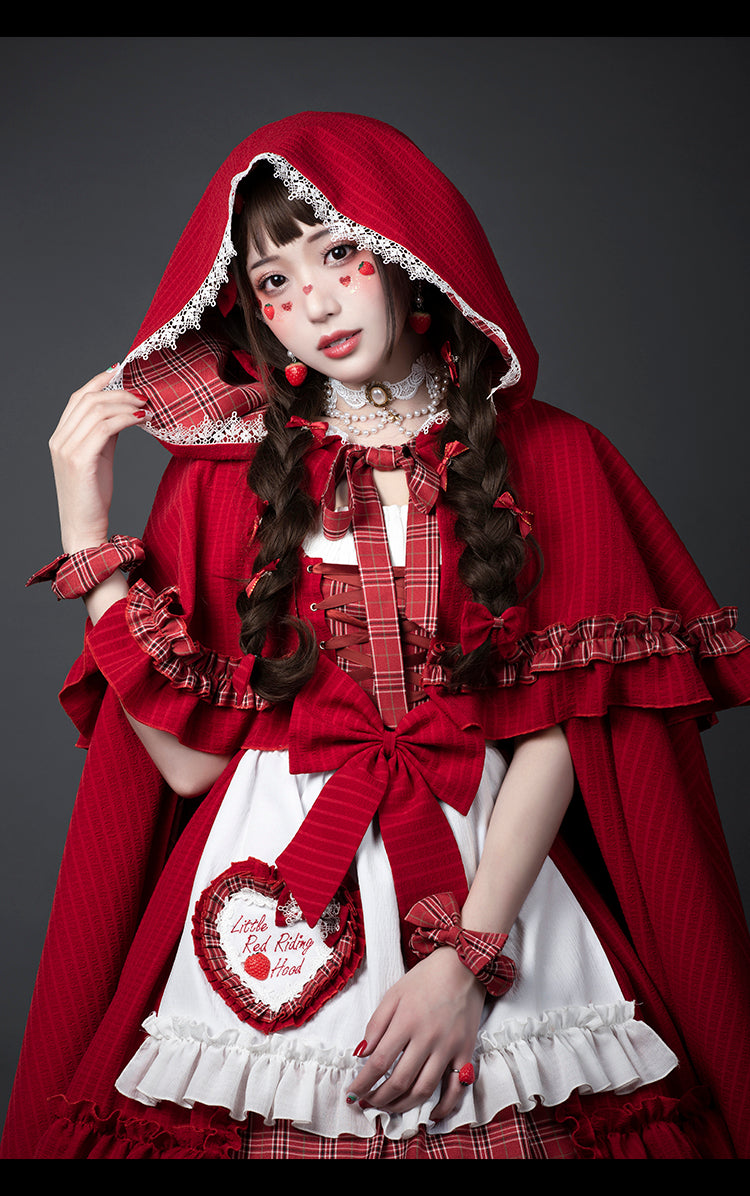 Youpairui - Little Red Riding Hood - Length Two-wear Hooded Lolita Cape