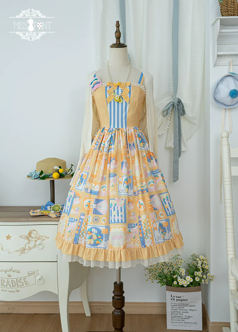Miss Point - Daisy Lemon - Daily Lolita Lemon Print JSK Customized