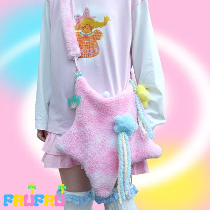 Frufru - Cute Lolita Bag Cartoon Stars Yellow Plush Bag