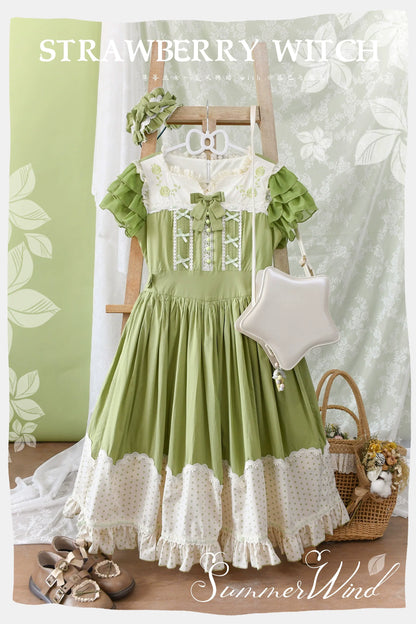 Strawberry Witch - Summer Breeze - Sweet Lolita OP Embroidery Daily Lolita Dress