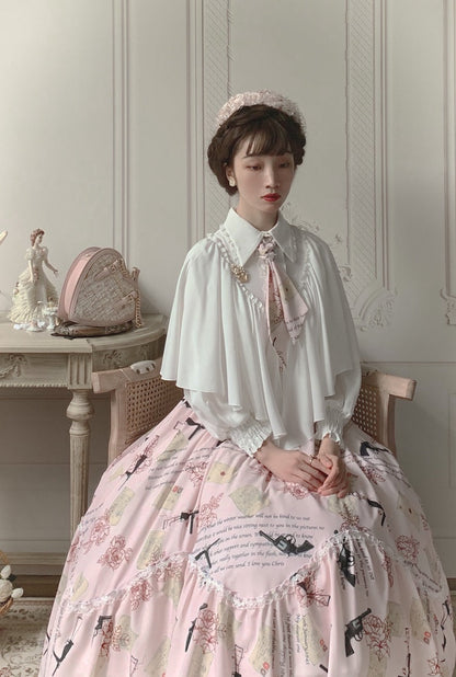 VTGDOLL - World War II love letter - Elegant Lolita Shirt and Lolita Painted SK