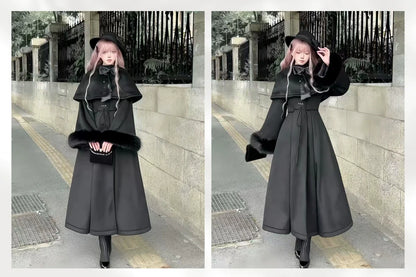 The Original Witch - Silent Hill - Winter Long Gothic Lolita Coat, Detachable Cape
