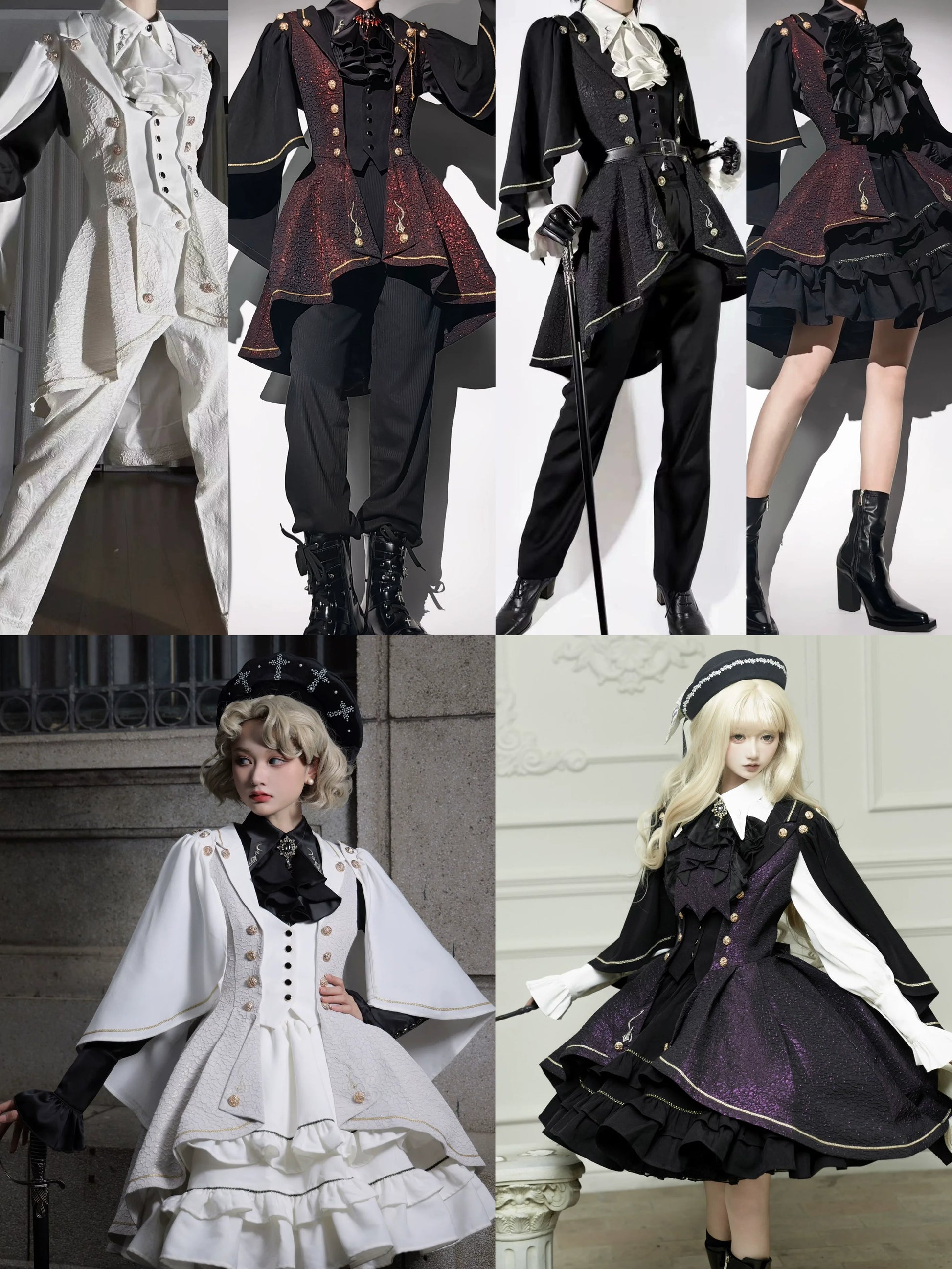 SilentMars - Fallen Moon Rule - Military Lolita Shirt Set Retro Knight Style Blouse