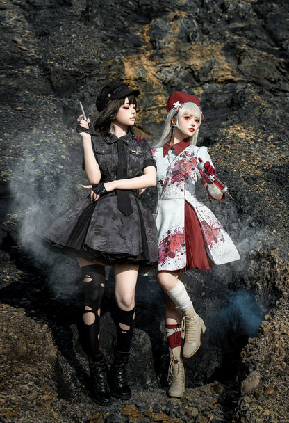Your Highness - Iron Rose Black Mamba - Gothic Lolita OP Nurse Military Lolita Dress