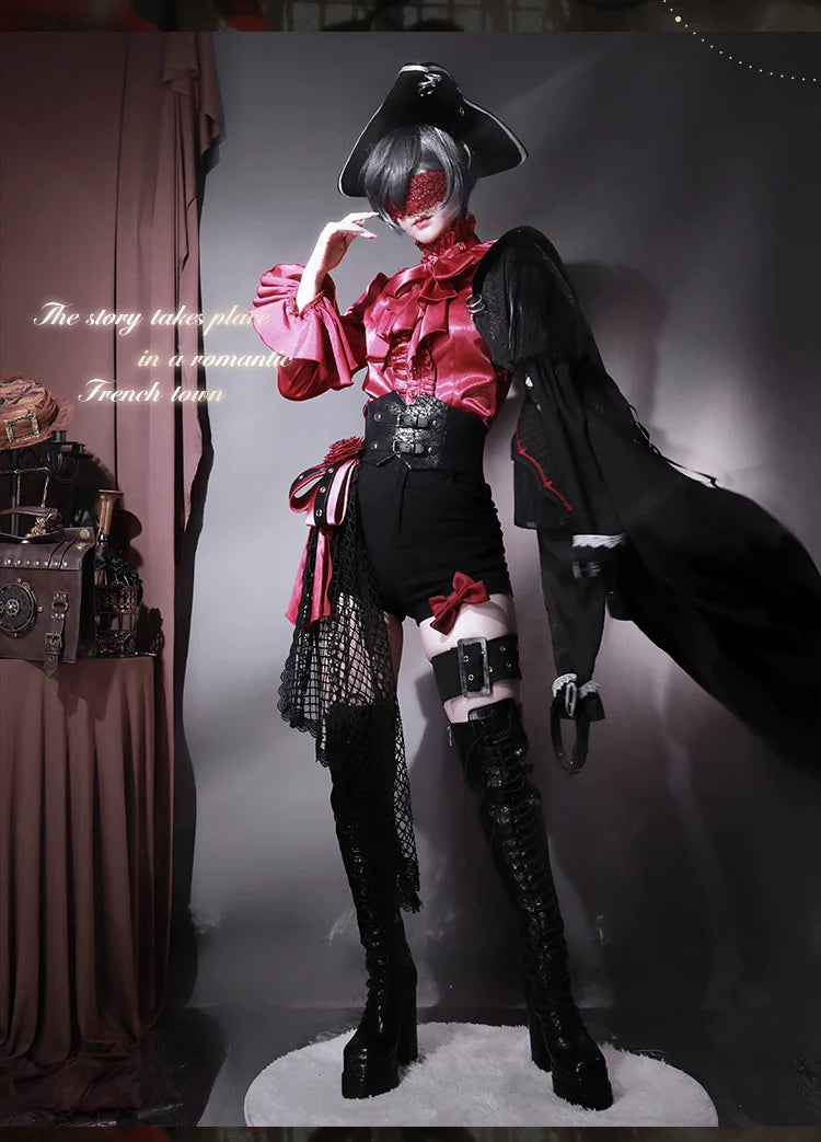 Forest Fluorescent Carps - Rose Countess - Ouji Lolita Pants Suit Prince Coat Elegant Shirt Trailing