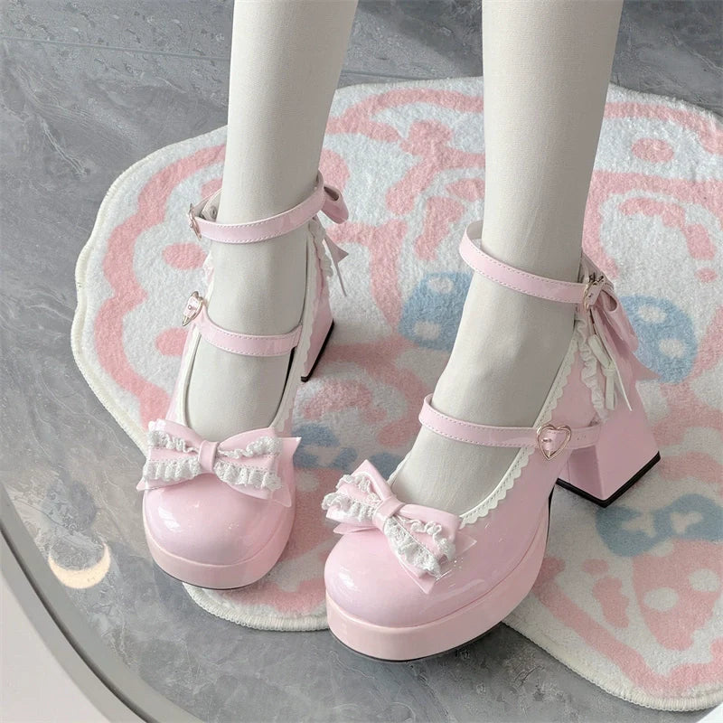 Jiangjiang Biscuit - Elegant Lolita High Heel Shoes Round Toe Low Cut