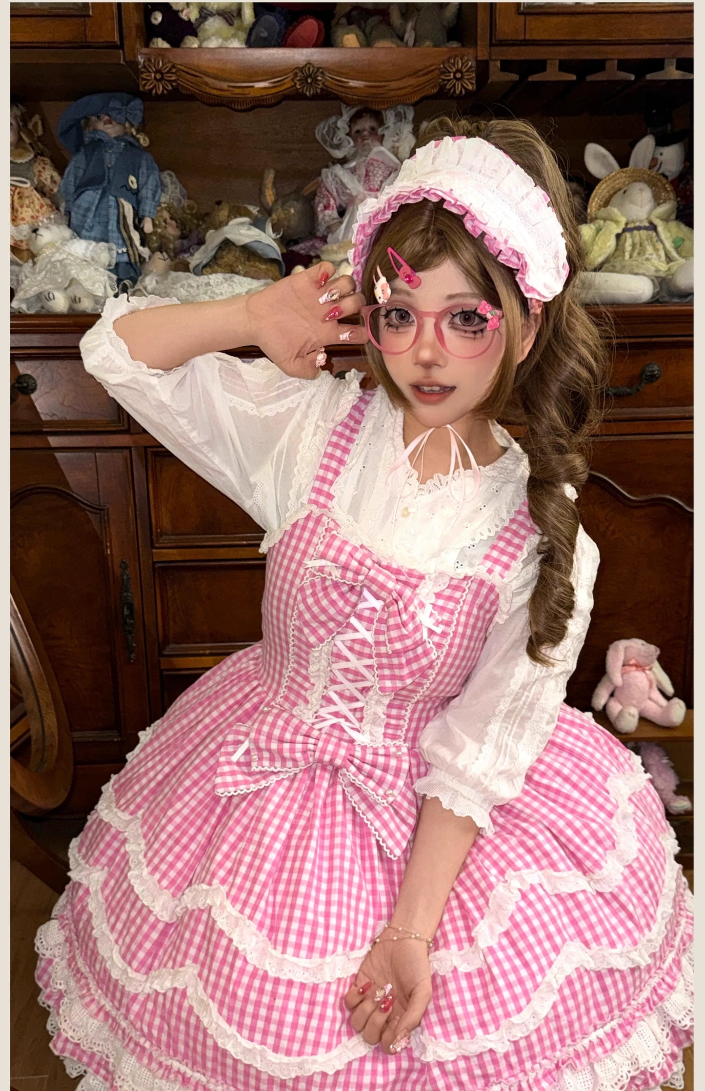 TaTaTa Lolita - Plaid Baileys - Old School Lolita Pink Plaid JSK