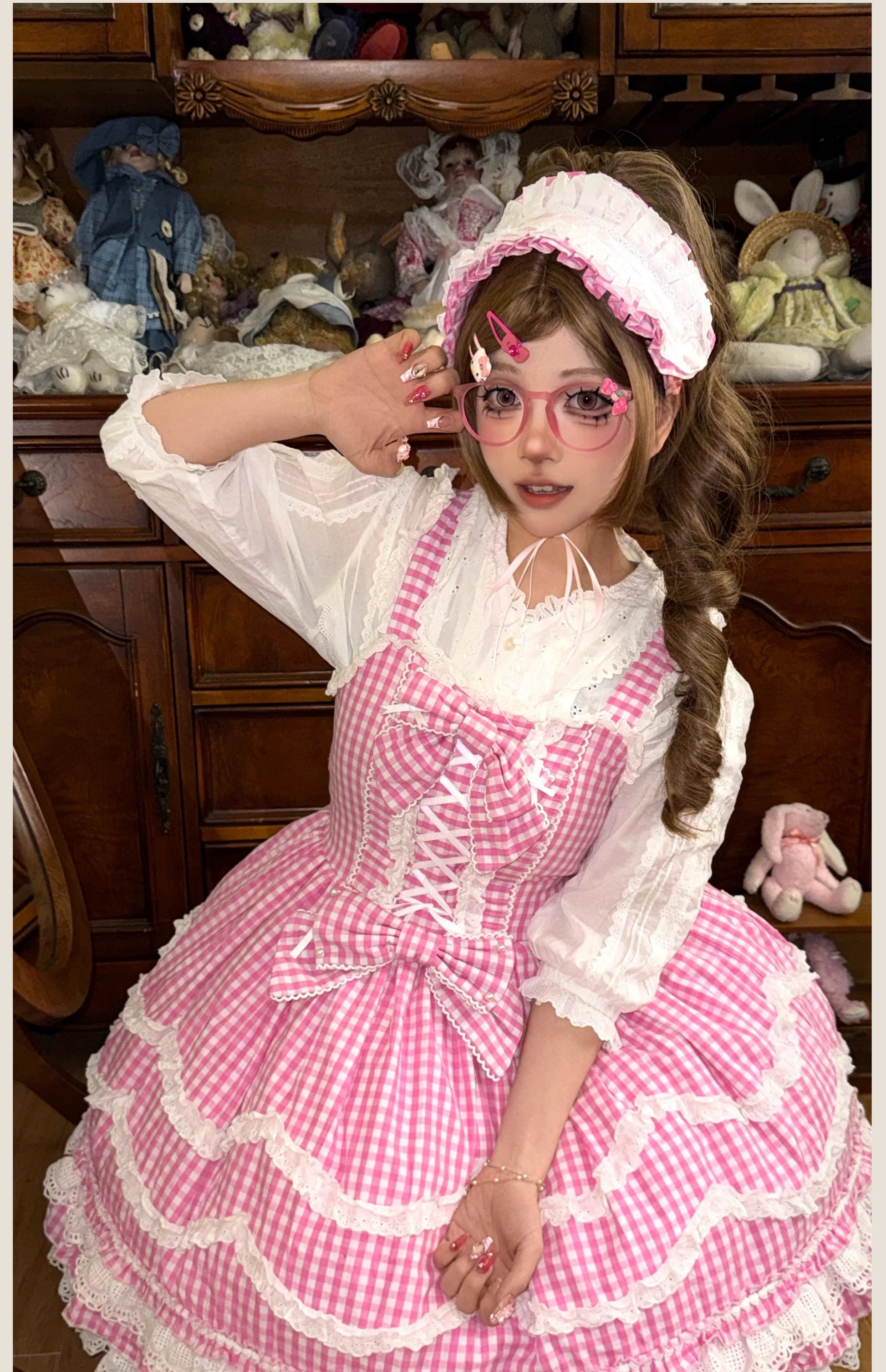 TaTaTa Lolita - Plaid Baileys - Old School Lolita Pink Plaid JSK