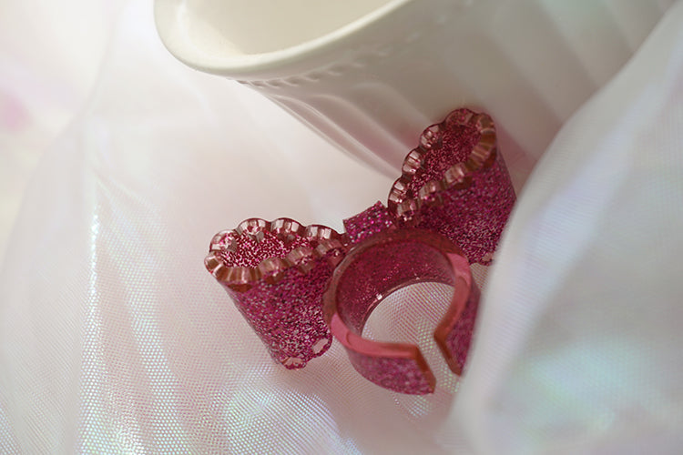 Cat Tea Party - Sweet Lolita Bow Ring and Necklace