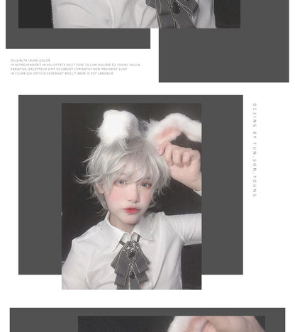 PippiPalace - Mr. Rabbit - Gray Slightly Short Curly Wig