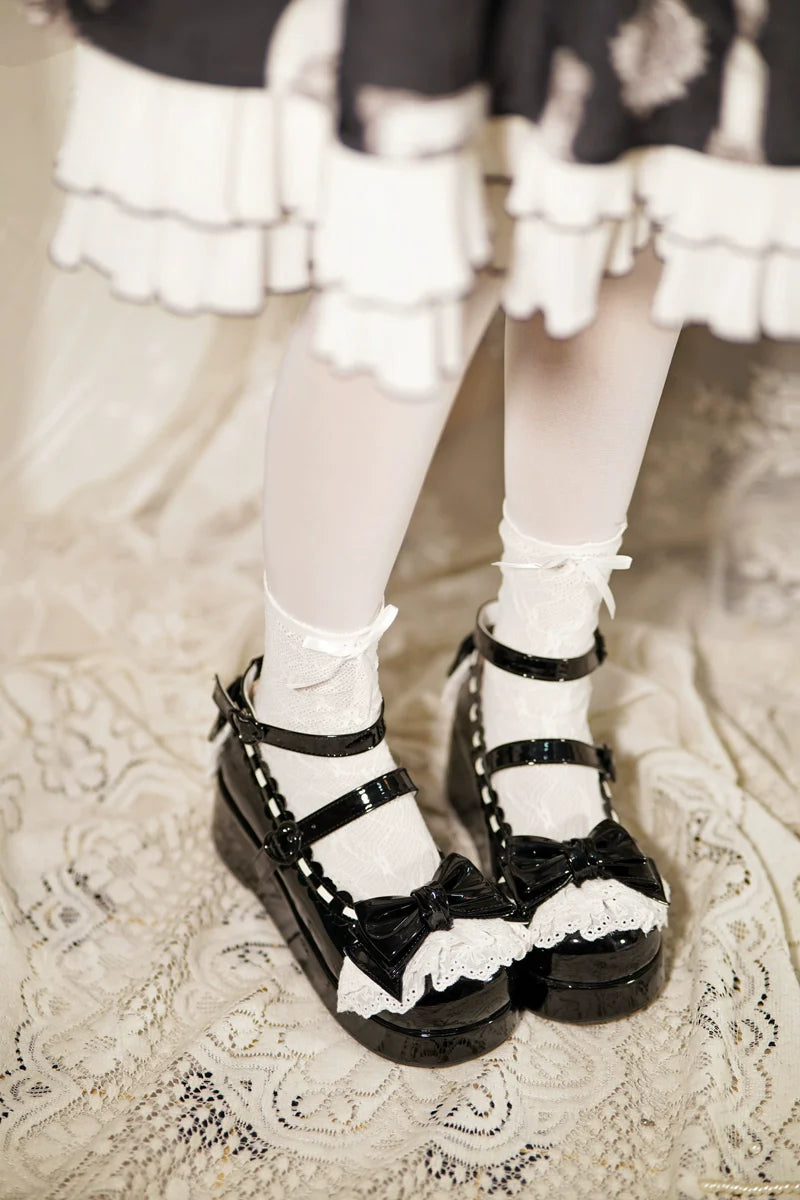 Jiujiu Lolita - Milky Puff - Sweet Lolita Heels Shoes, Round Toe With Petite Wedge
