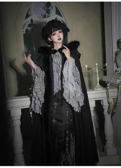 With PUJI - Letter and Poetry ﾂｷ Raven's Night Song - Gothic Lolita Black Cloak