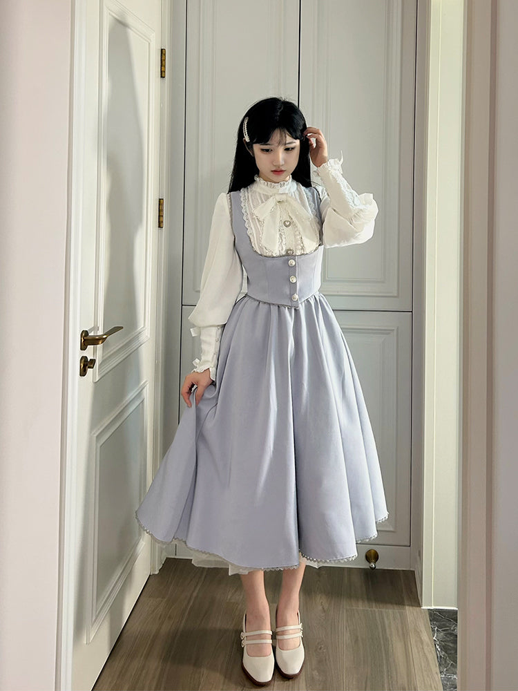 Sweet Wood - Daily Lolita Skirt Set Long sleeve Coat Dress Set