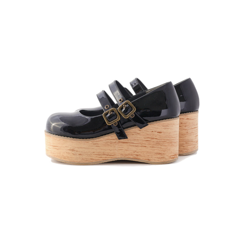 MODO - Retro Lolita Round Toe Wood Bottom Shoes