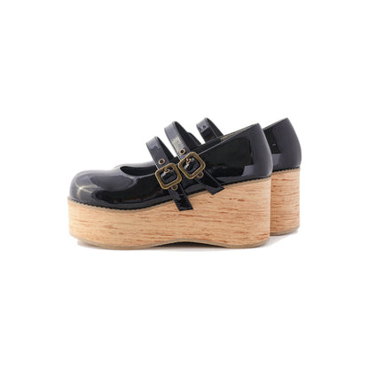 MODO - Retro Lolita Round Toe Wood Bottom Shoes