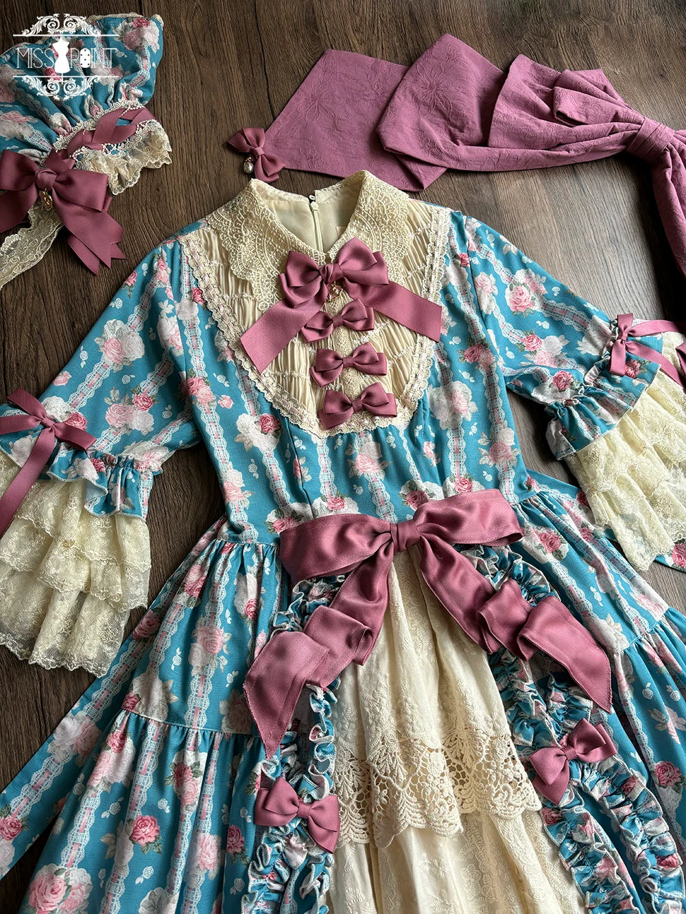 Miss Point - Lilyka Garden - Classic Lolita OP Dress Set Elegant Floral Wall Princess Sleeve