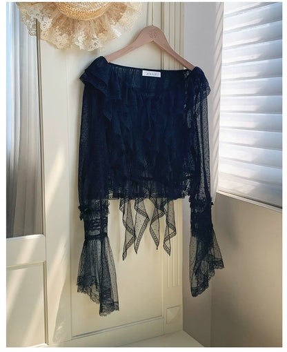 With PUJI - Letters and Poetry - Summer Classic Lolita Tulle Lace Bolero with Multi-Color