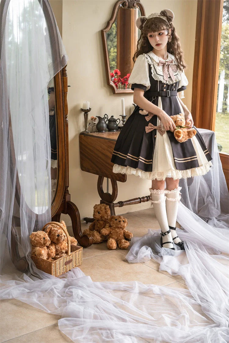 Letters from Unknown Star - Chocolate Workshop - Elegant Lolita OP Daily Short Sleeve Dress