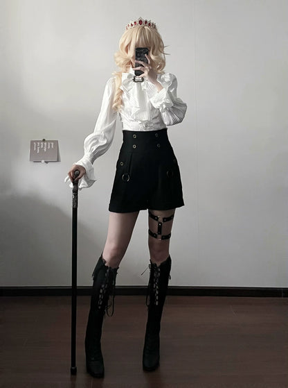 Gazing Galactic - Moonstone - Elegant Ouji Lolita Shirt, Detachable Jabot
