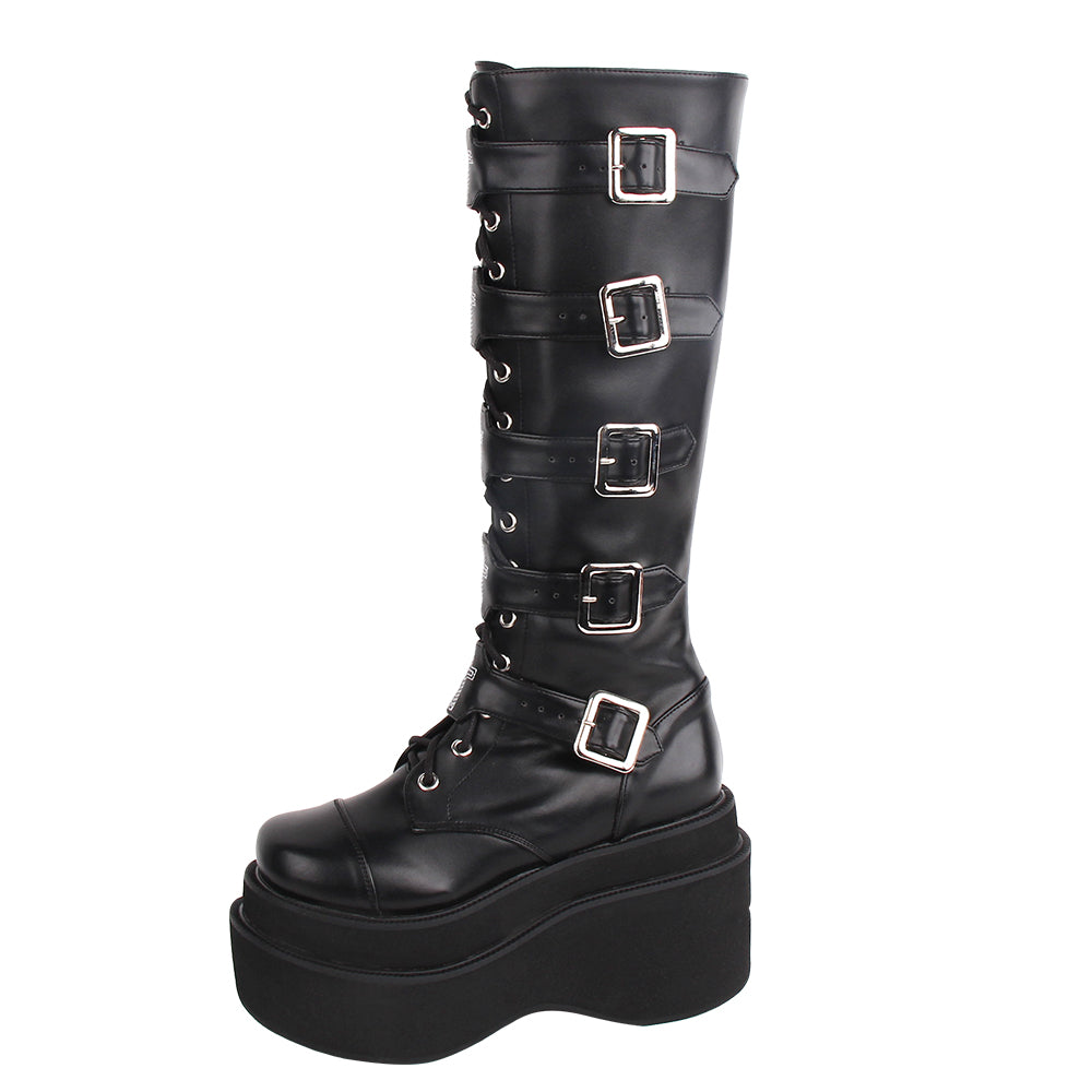 Angelic Imprint - J-fashion Punk Lolita Classic Black High Boots