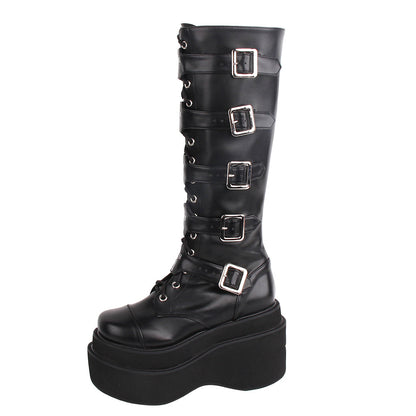 Angelic Imprint - J-fashion Punk Lolita Classic Black High Boots