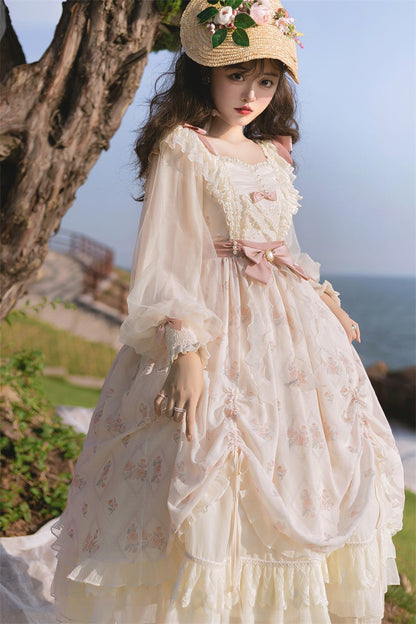 Letters from Unknown Star - Time Stationery - Elegant Lolita Long Sleeve OP Dress