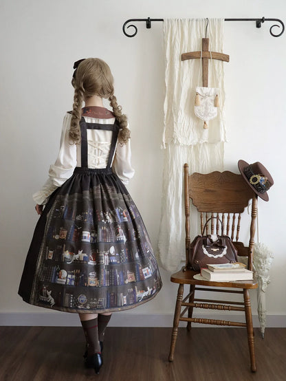 Miss Point - German Bookshelf - Classic Lolita SK, Detachable Suspenders