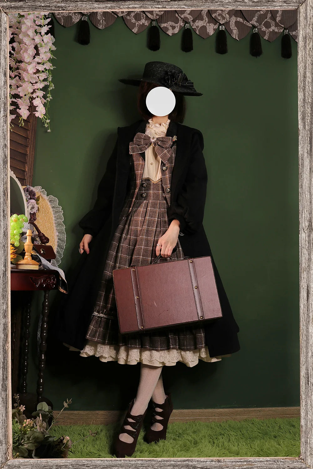 Miss Point - Rose - Elegant Lolita Fishbone Grid Skirt Customized