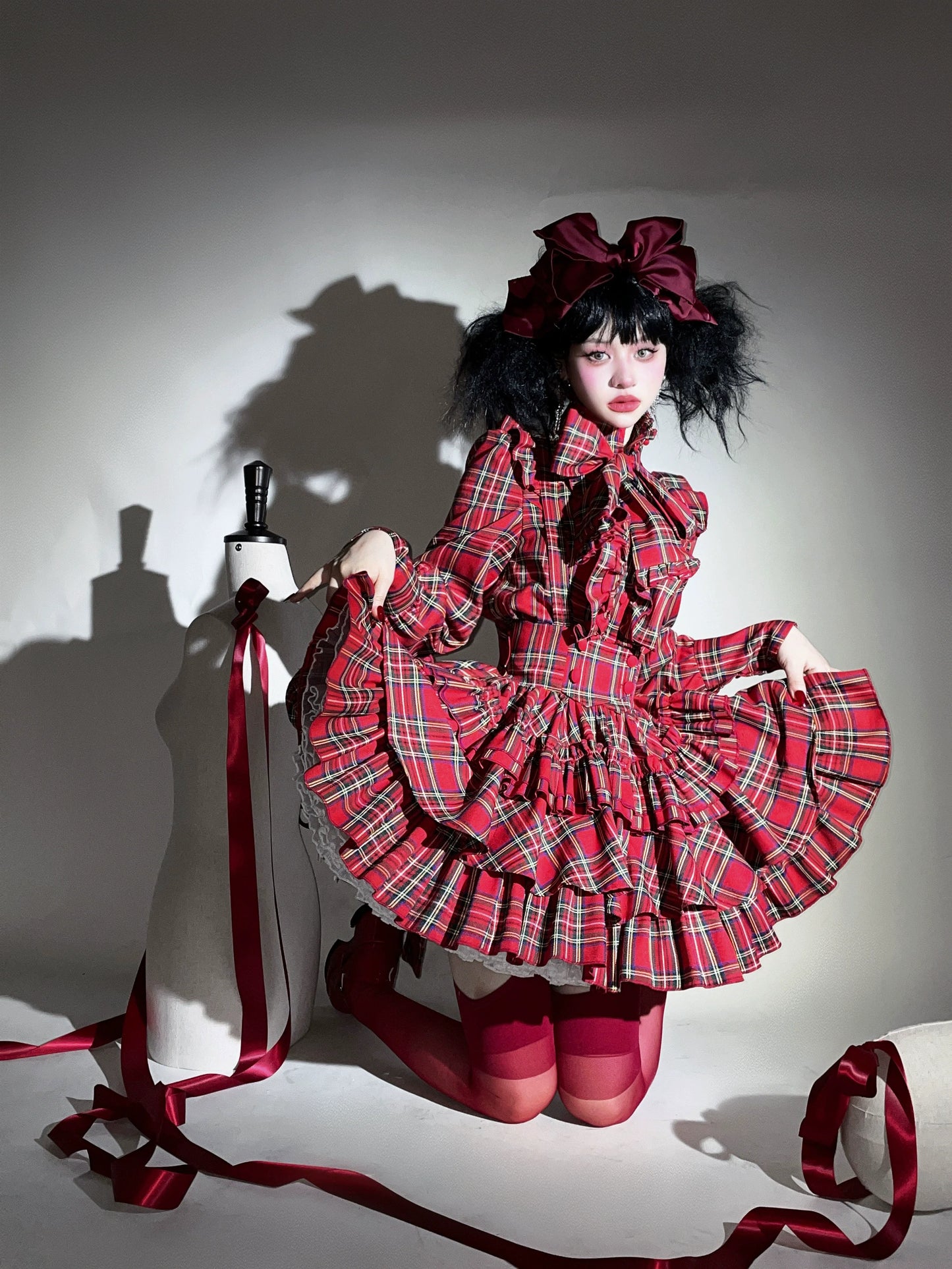 CATCOCOON - Humanoid Gift Box - Christmas Plaid Lolita Blouse & SK