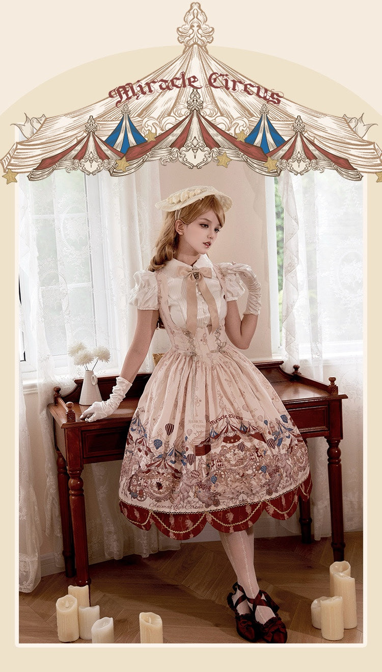 Akiyama Future Studio - Miracle Circus - Kawaii Lolita Dress Bust-Supporting JSK with Circus Prints