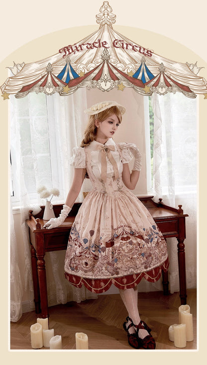 Akiyama Future Studio - Miracle Circus - Kawaii Lolita Dress Bust-Supporting JSK with Circus Prints