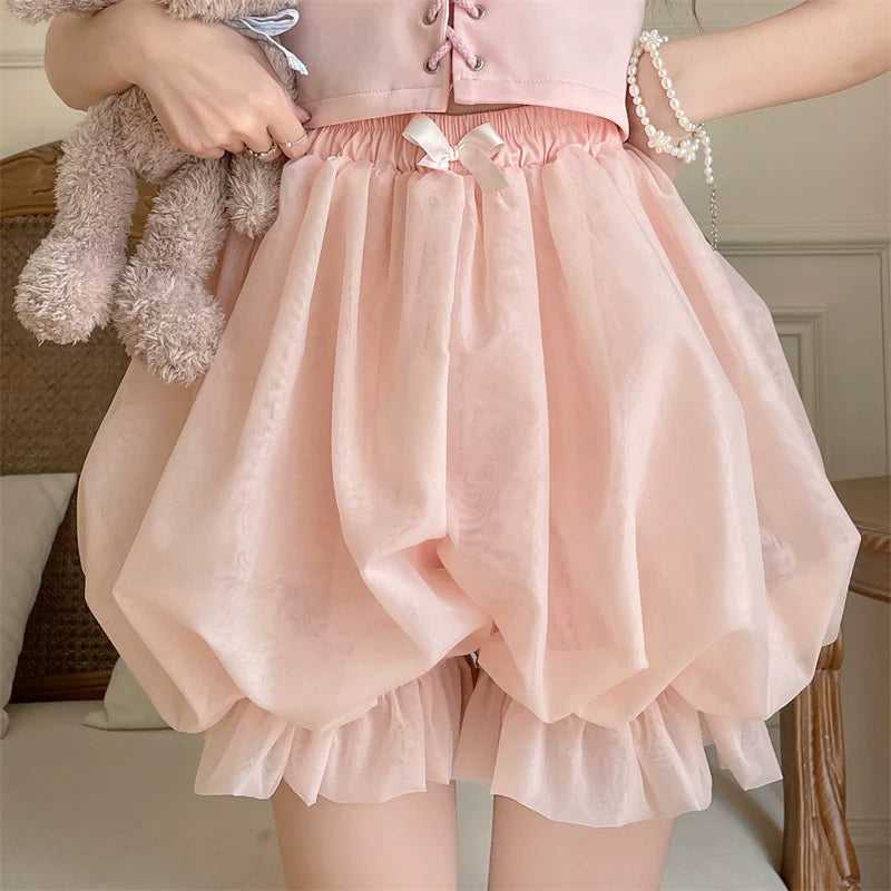 Sugar Girl - Casual Lolita Bloomer Solid Color Organza Shorts Bloomers