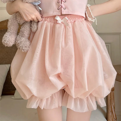 Sugar Girl - Casual Lolita Bloomer Solid Color Organza Shorts Bloomers