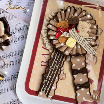 Bear Doll - Augustina - Kawaii Lolita Chocolate Paired Brooch and Hair Clip