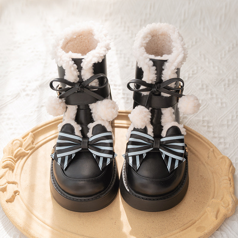 Beauty Bunny - Milk Bear - Winter Lolita Shoes Thick Sole Fleece Snow Boots