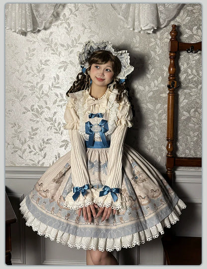 Alice Girl - Sea Salt Fairytale - Sweet Lolita Blouse Short Puff Sleeves Lolita Shirt