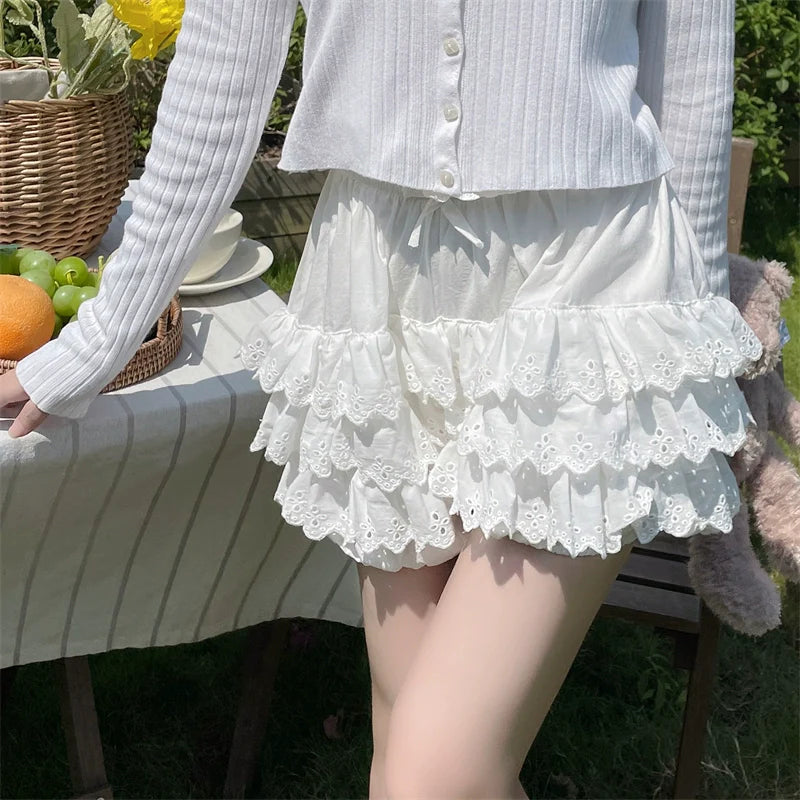 Sugar Girl - Cotton Lolita Bloomers Tiered Hem Cake Petticoat Shorts